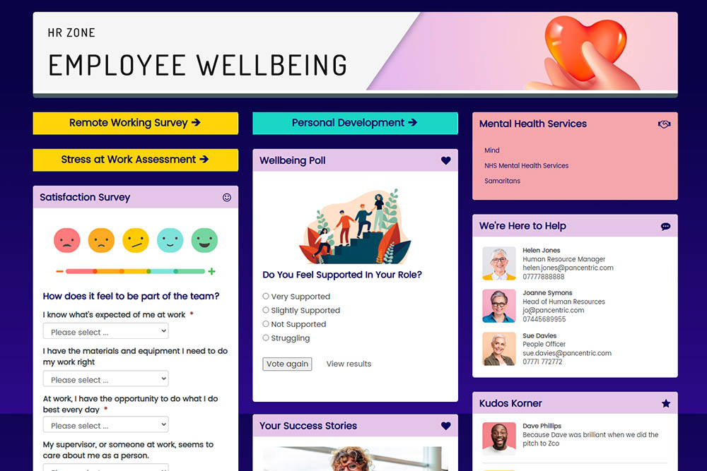Hub Intranet Employee Wellbeing features