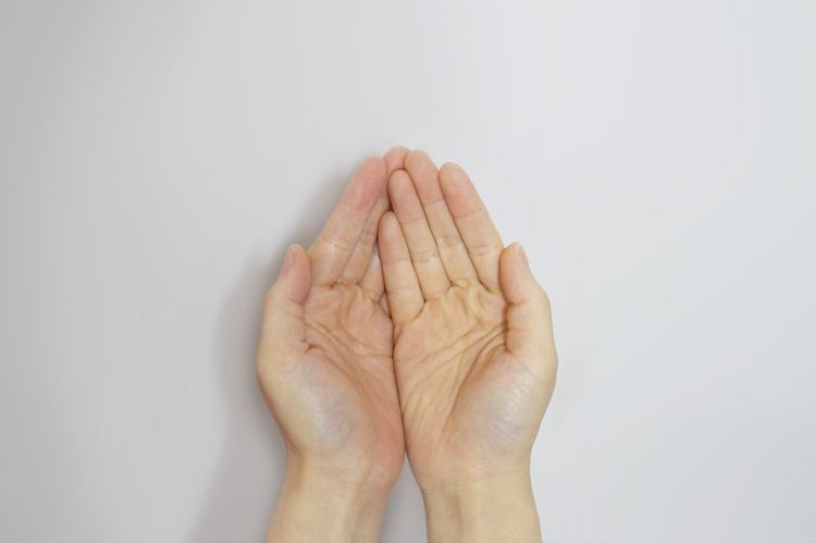 Two hands with palms raised up