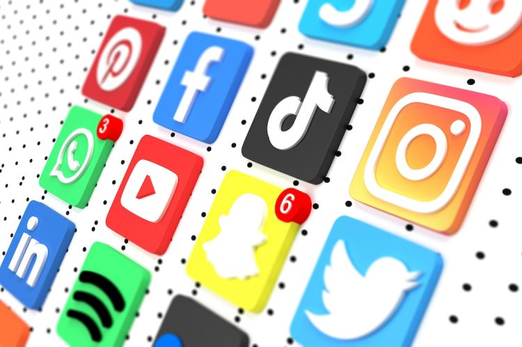 Various social media icons in graphic