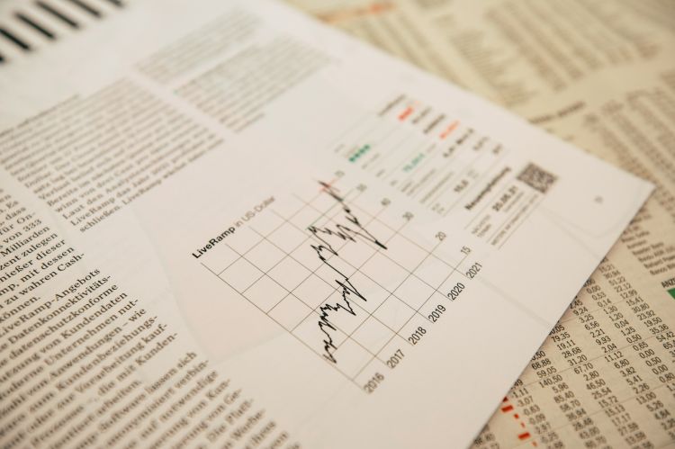 a close-up of a graph trending upwards
