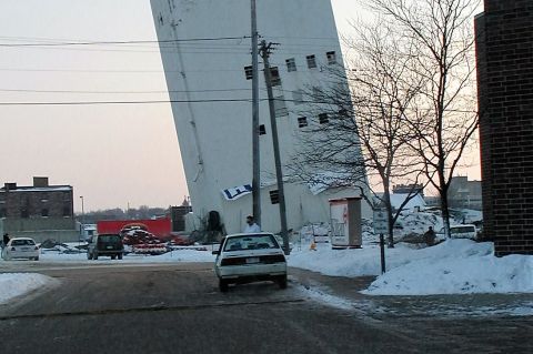 The Zip Feed Tower after the implosion