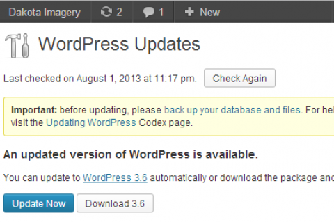WordPress 3.6 Notification