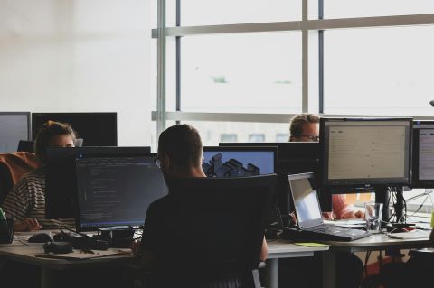 Office workers working at their computers.